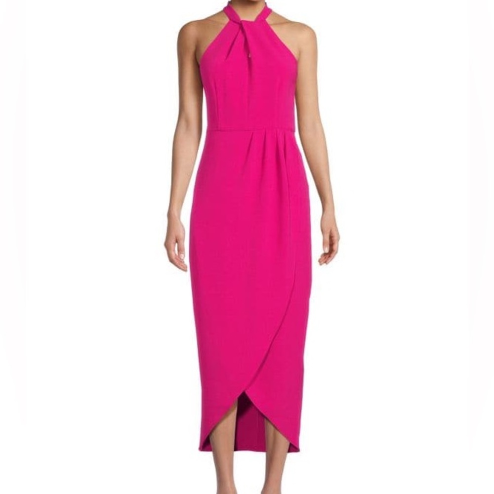 BRAND NEW JULIA JORDAN TWIST KNOT TULIP HEM DRESS - SZ 14 Fuschia